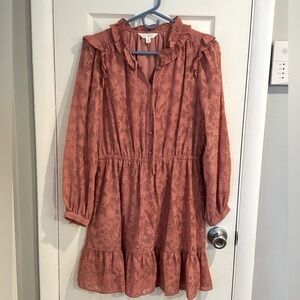 Long sleeve dress with lace overlay